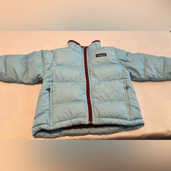 Patagonia Other - Patagonia Sky Blue Down Puffer Jacket with Maroon Accents